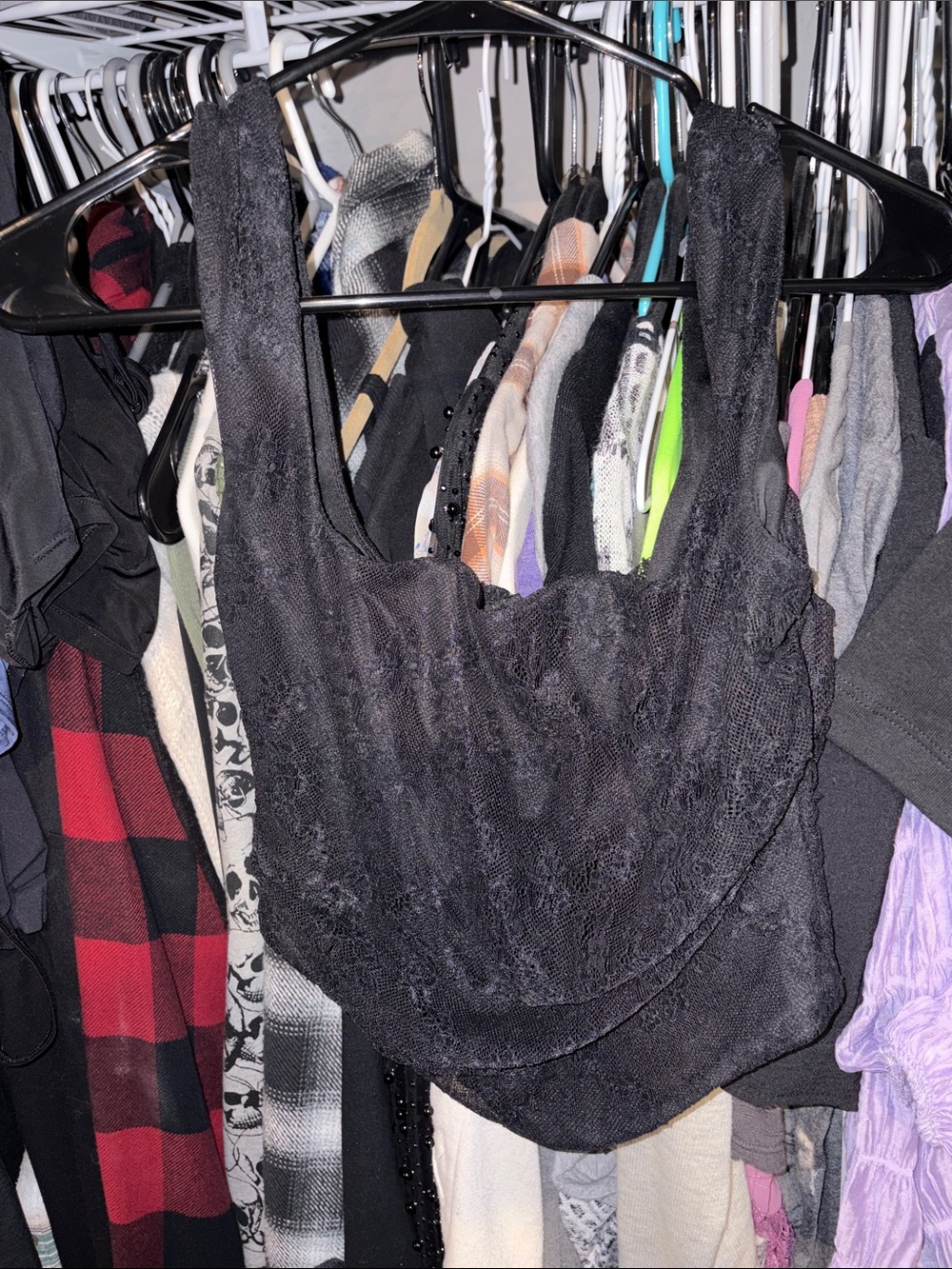 Black Lace Cropped Tank Top